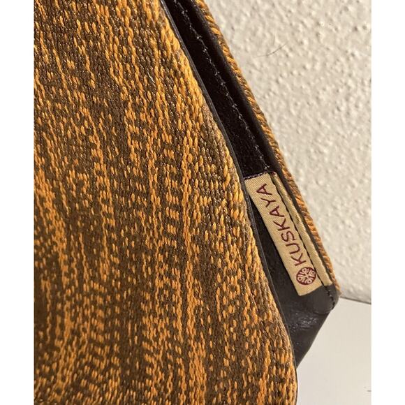 Fur & Woven Handbag Clutch 13” Brown Structured Top Handle Purse Handmade Peru - Picture 4 of 7